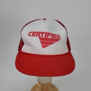 Vintage Mohr's Certified Trucker‎ Hat Red White Mesh Snapback Cap Retro